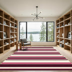 Crimson Magenta Cream Striped Rug