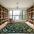 Elegant Green Botanical Floral Medallion Rug