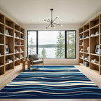 Deep Blue Ocean Abstract Wave Rug