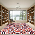 Crimson And Coral Swirl Rug