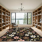 Brown Pink White Yellow Floral Scatter Rug