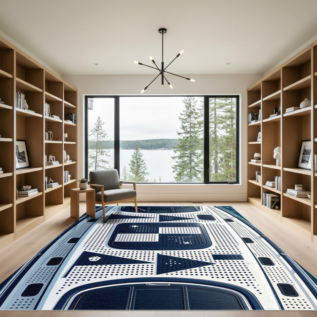 Navy Geometric Dot Nautical Signal Flag Rug