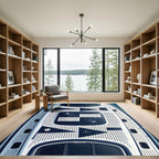 Navy Geometric Dot Nautical Signal Flag Rug