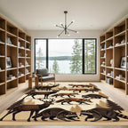 Rustic Forest Wildlife Animal Scene Rug