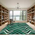 Modern Teal Chevron Geometric Rug