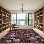 Elegant Plum Hydrangea Victorian Scroll Rug