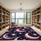 Celestial Pink Moons Starry Night Rug