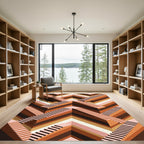 Geometric Staircase Terracotta Striped Rug