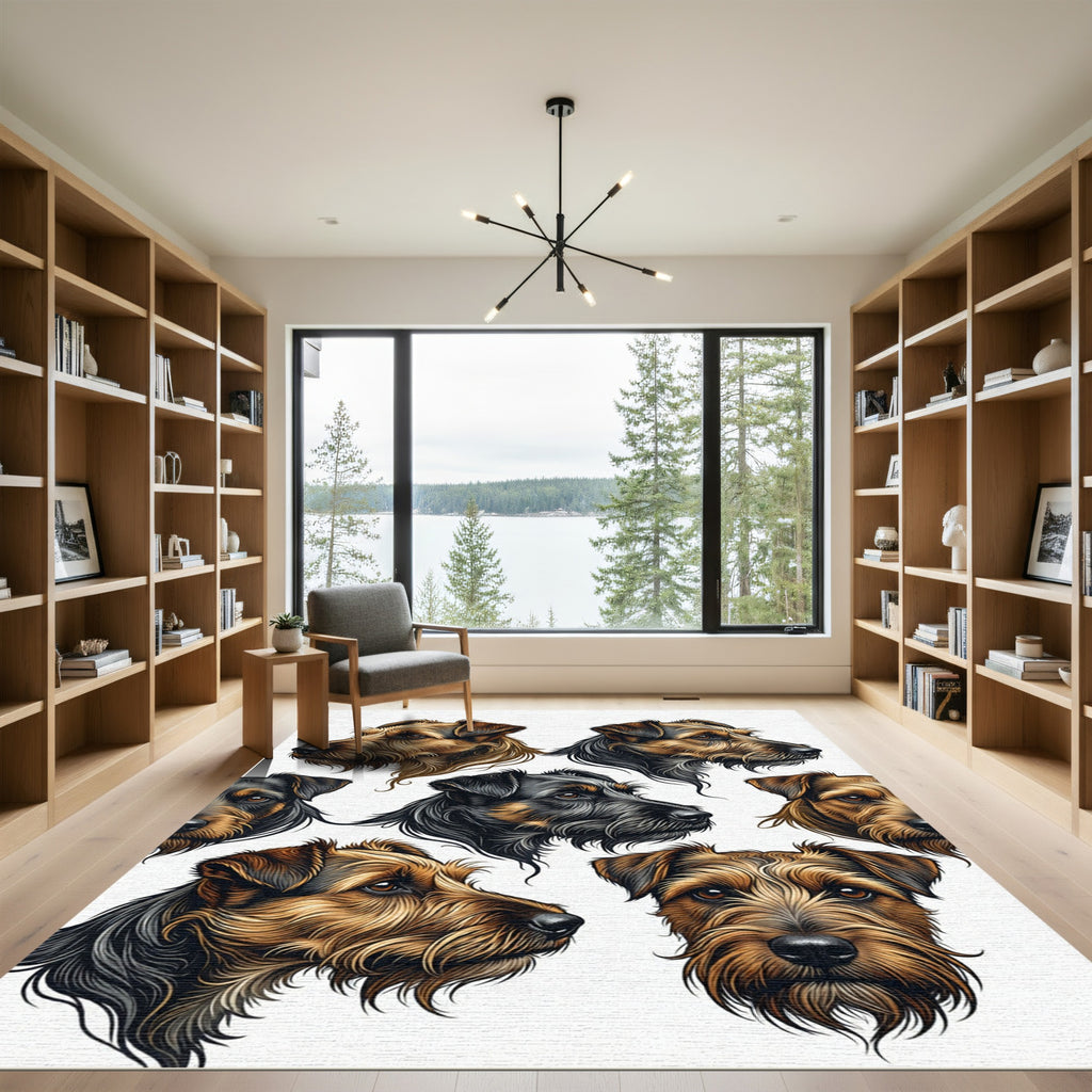 Realistic Terrier Dog Portrait Collage Rug