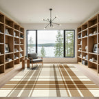 Classic Earthy Beige Plaid Check Rug