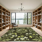 Delicate White Yellow Floral Branches Rug