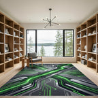 Neon Cyber Circuit Matrix Glow Rug