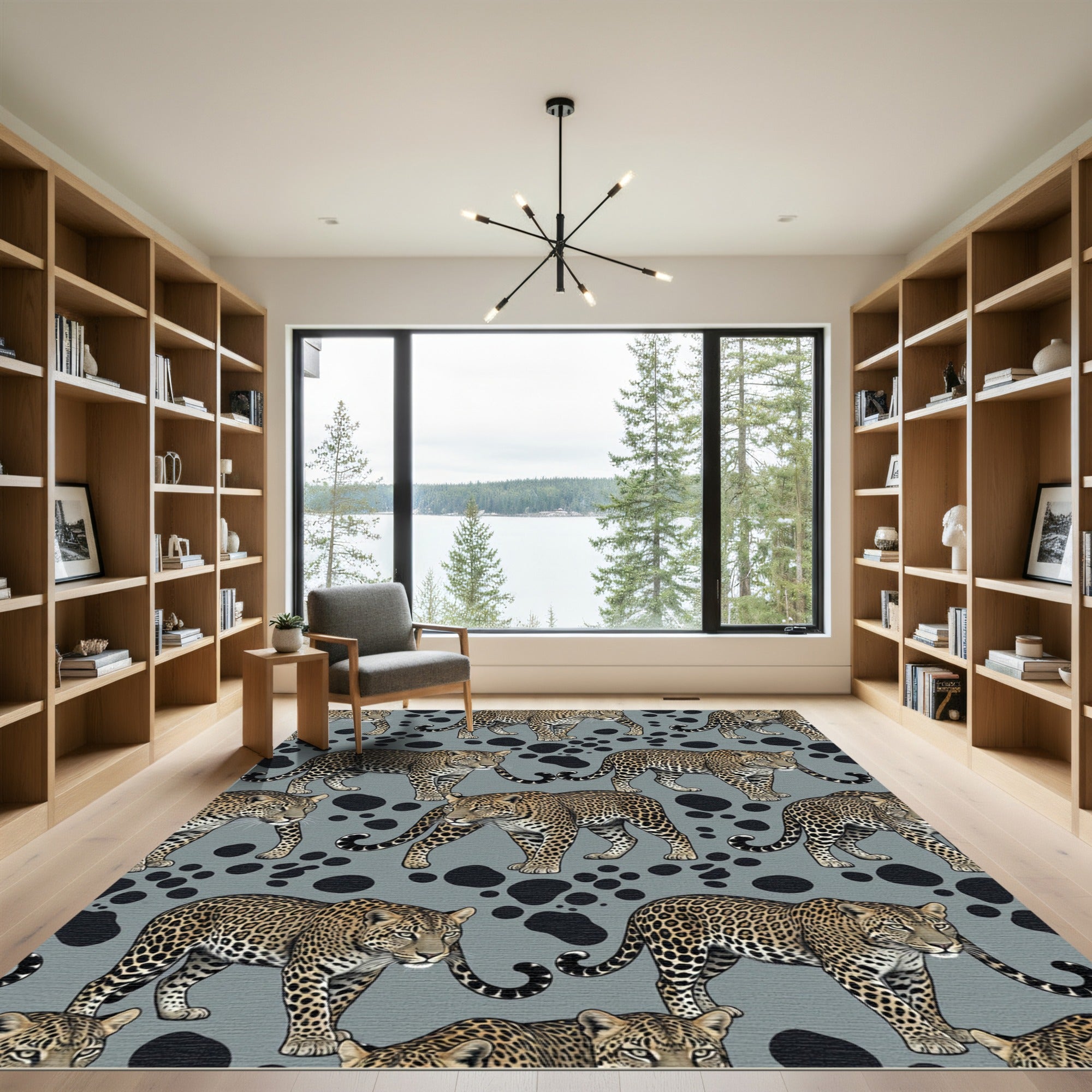 Leopard Animal Spot Grey Backdrop Rug