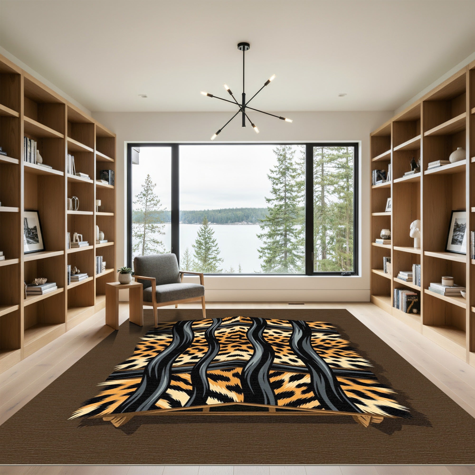 Modern Jaguar Stripe Graphic Accent Rug