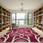 Magenta Floral Mandala Arched Lattice Rug