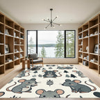 Adorable Gray Woodland Mouse Forest Rug