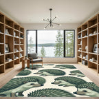 Whimsical Sage Green Hedgehog Flora Rug