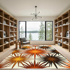 Retro Orange Starburst Burst Pattern Rug