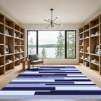 Deep Blue Geometric Stripe Rug