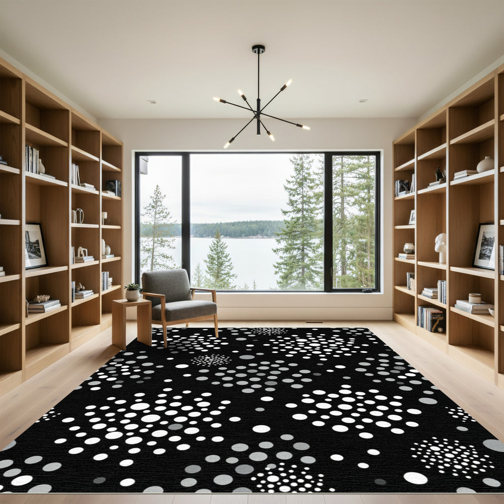 Monochromatic Polka Dot Cluster Arrangement Rug