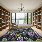 Lavender Wisteria Vine Dark Floral Rug