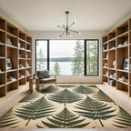 Vintage Green Fern Leaf Repeat Rug