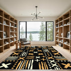 Rustic Gold and Cream Strokes Rug