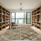 Geometric Taupe Lattice Intersecting Lines Rug