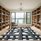Dark Gray Wooden Lattice Grill Rug