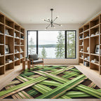 Woven Green Bamboo Lattice Artwork Rug