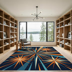 Retro Mid Century Burst Star Rug