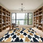 Midnight and Tan Minimalist Forest Tree Rug