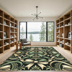 Victorian Sage And Cream Ribbon Damask Rug