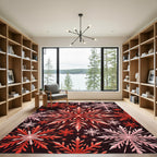 Radiant Red Crystal Snowflake Cluster Rug