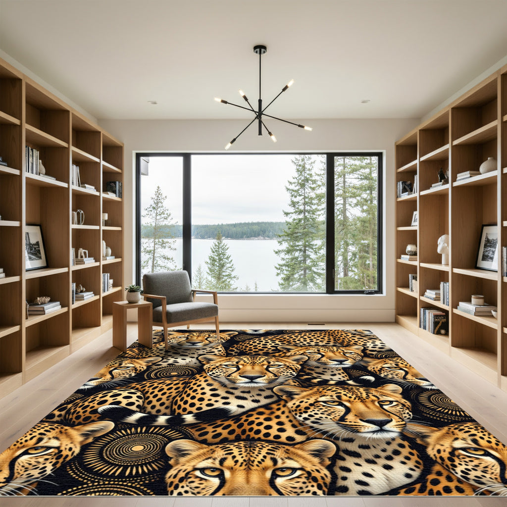 Golden Cheetah Close-up Wildcats Pattern Rug