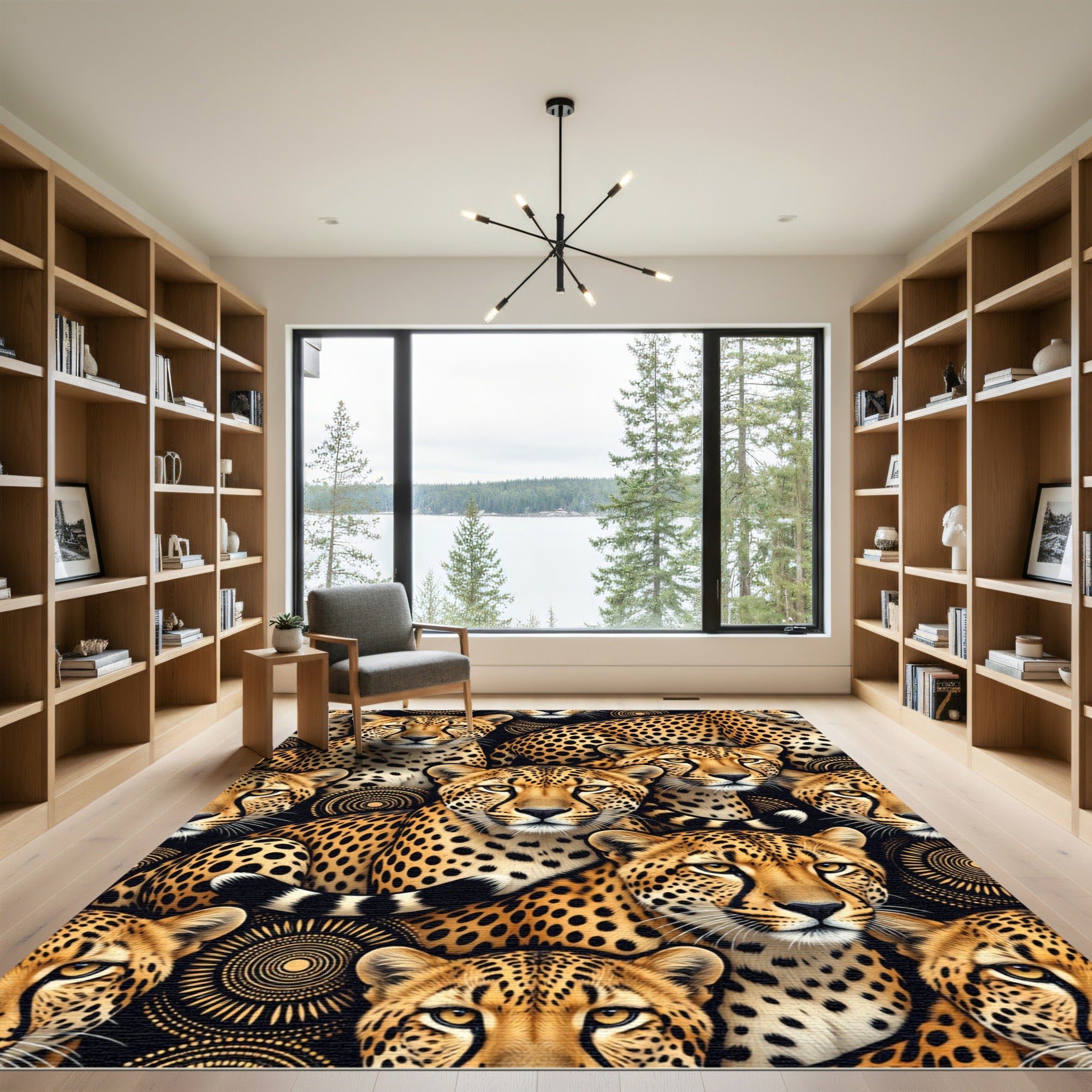 Golden Cheetah Close-up Wildcats Pattern Rug