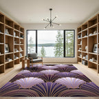 Art Deco Purple Gold Fan Shell Rug
