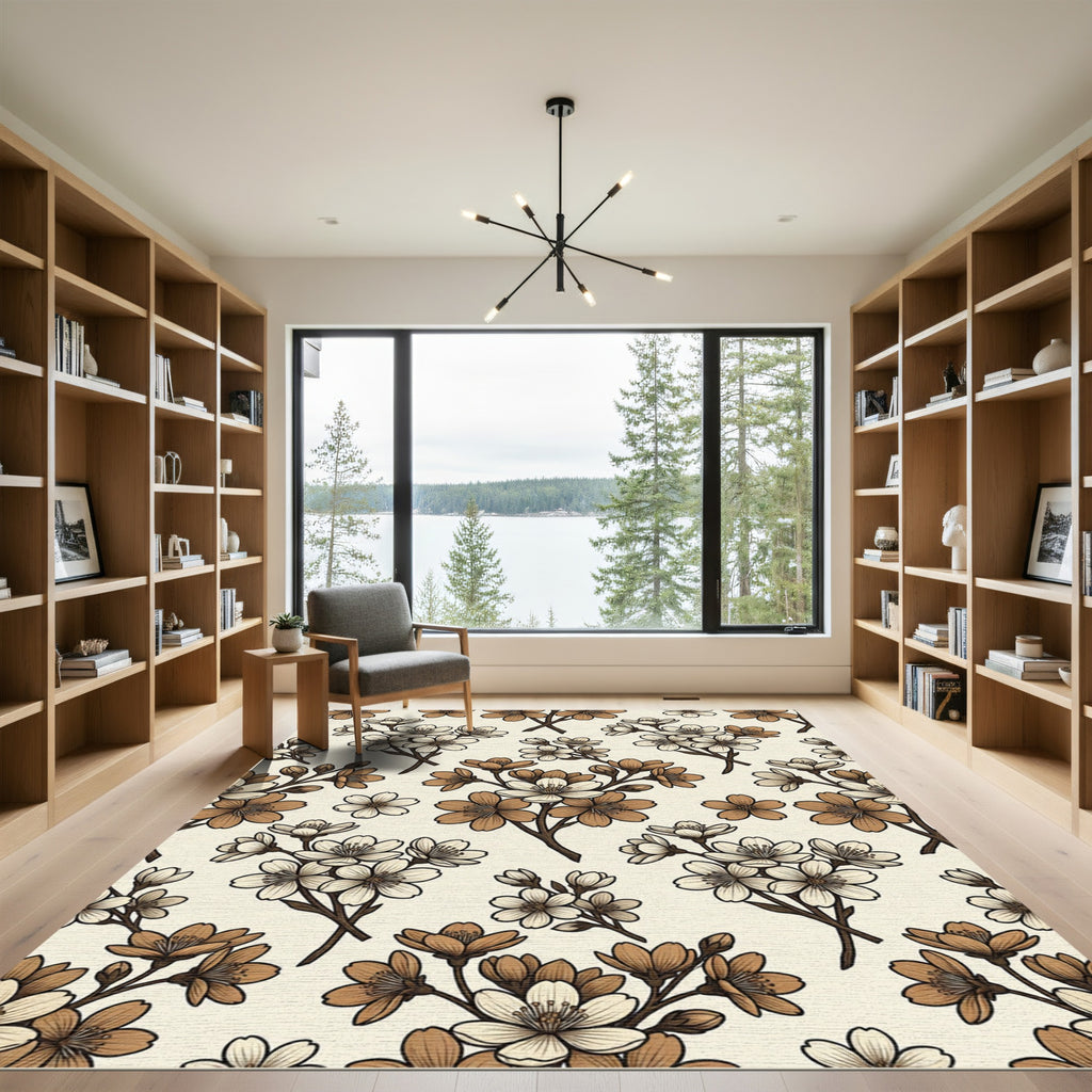 Rustic Flower Branch All-Over Rug