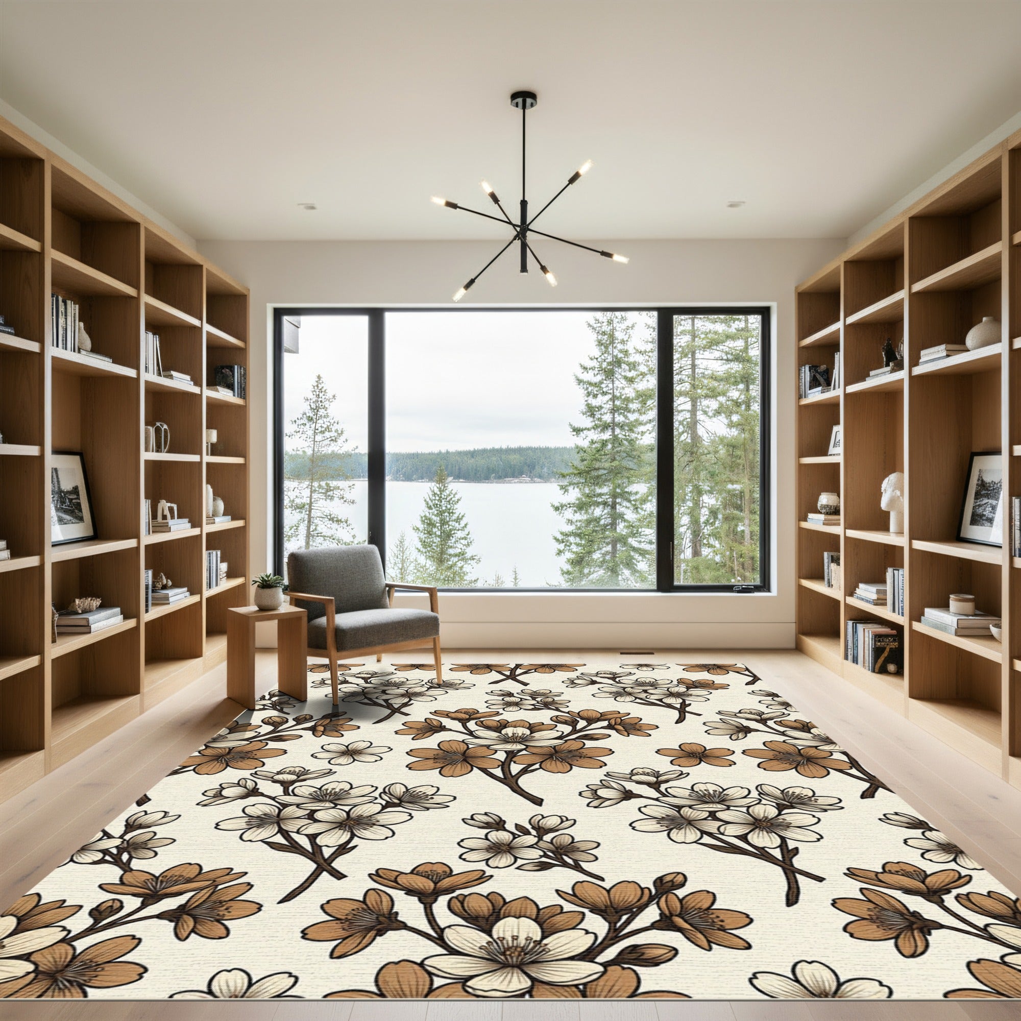 Rustic Flower Branch All-Over Rug