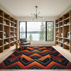 Orange Gray Chevron Staircase Illusion Rug