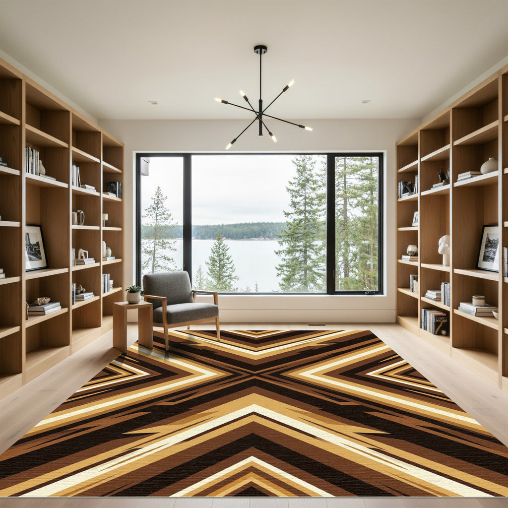 Bold Earthy Zigzag Chevron Rug