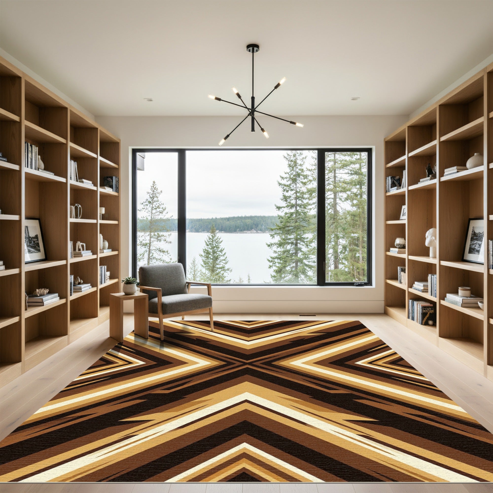 Bold Earthy Zigzag Chevron Rug