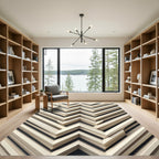 Modern Light Beige Chevron Layered Rug