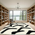 Black Boomerang Scattered Contemporary Rug