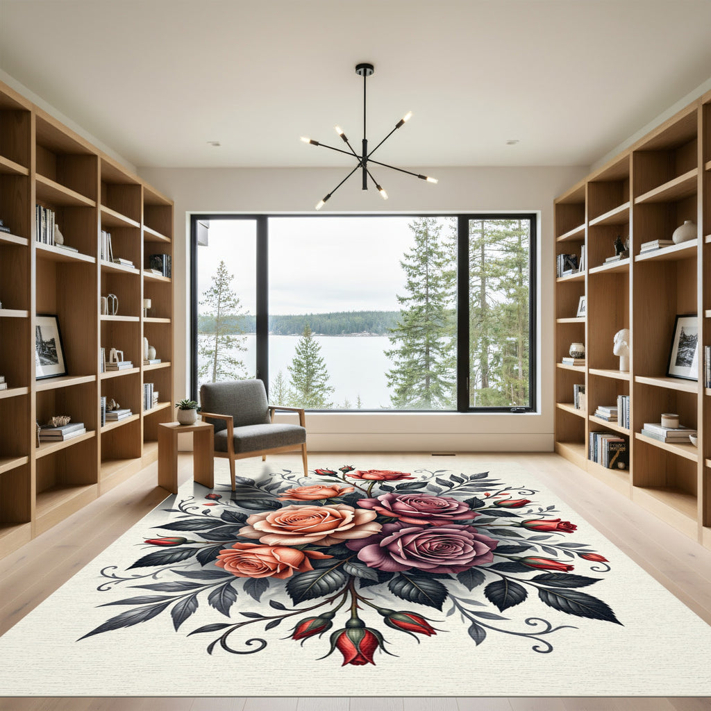 Elegant Romantic Rose Bouquet Arrangement Rug