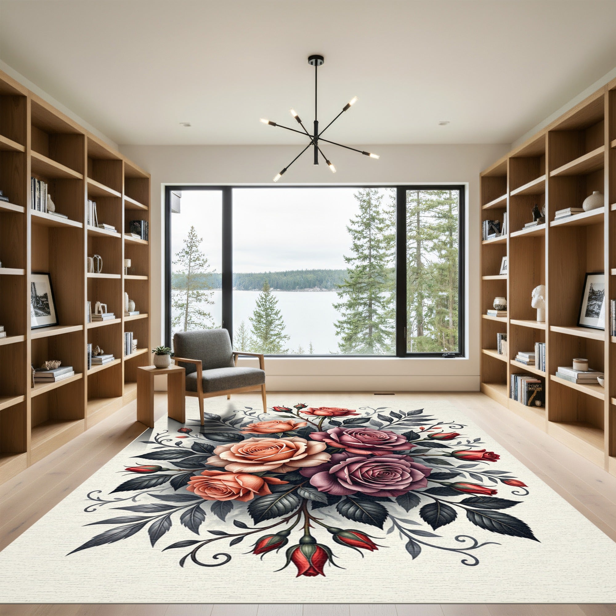 Elegant Romantic Rose Bouquet Arrangement Rug