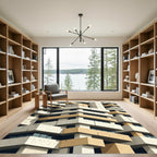 Modern Architectural Beige and White Stacks Rug