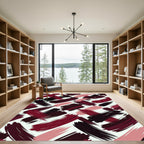 Burgundy and Pink Abstract Brushstroke Rug