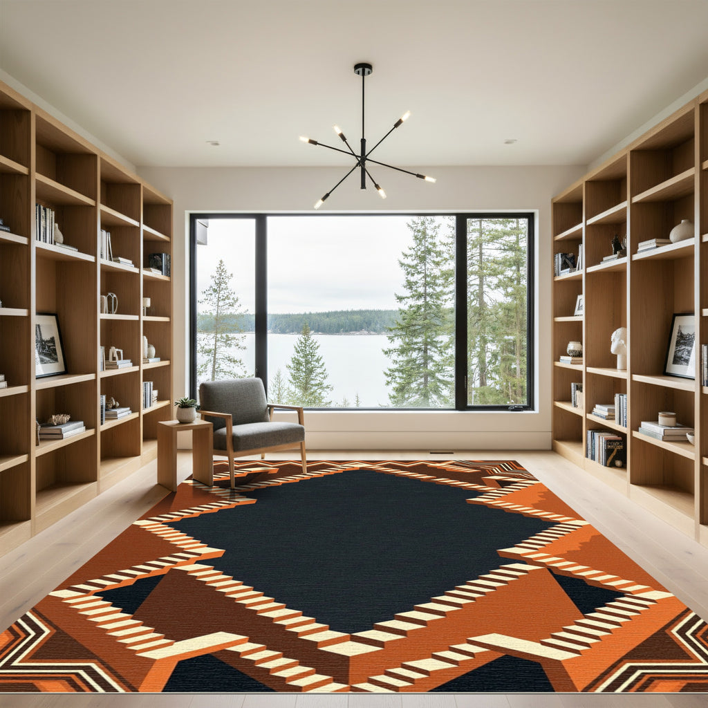 Retro Escher Staircase Geometric Rug