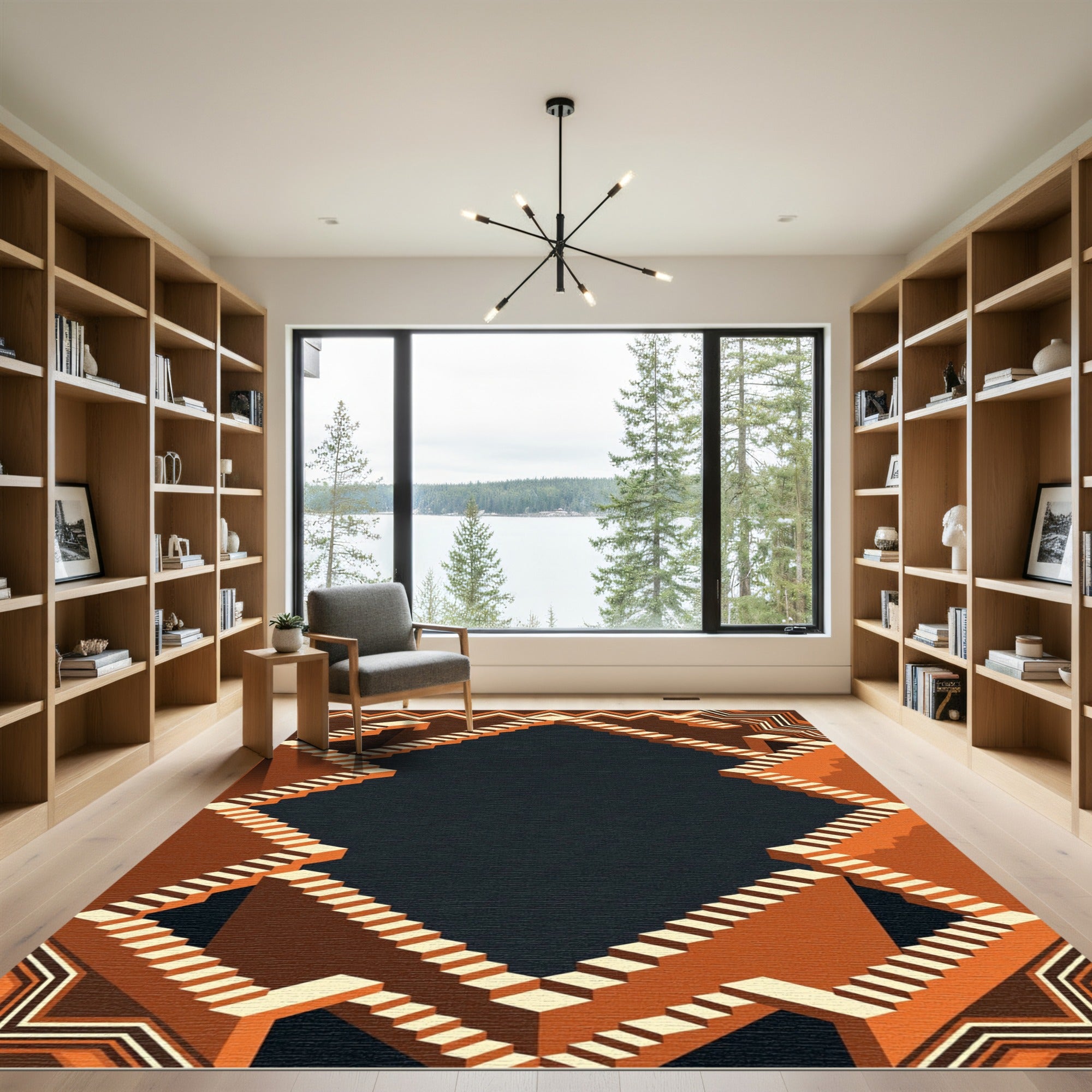 Retro Escher Staircase Geometric Rug